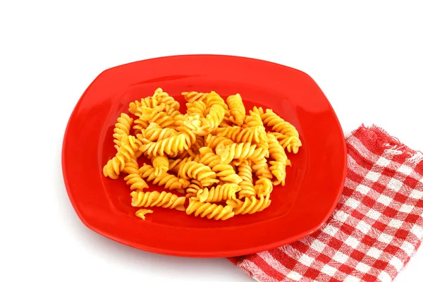 Fusilli Pasta Tomato Sauce Gray Background Italian Food Concept — Stock Photo, Image