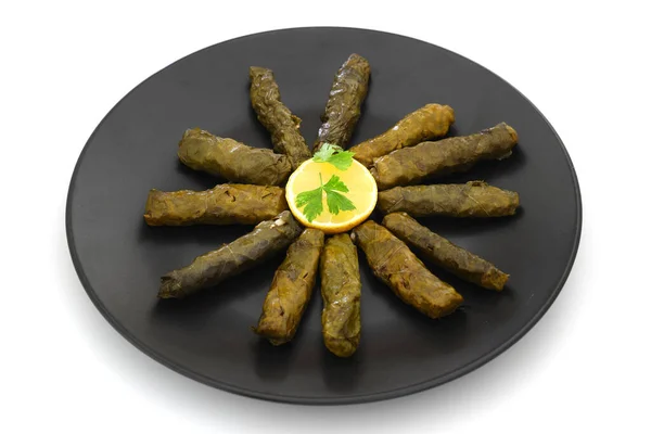 Fyllda Kraggrönsaker Med Kokta Blad Traditionell Turkisk Mat Från Svarta — Stockfoto
