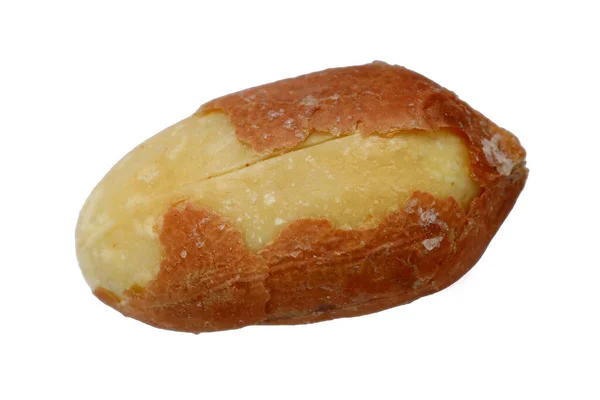 白い背景に分離された単一の塩ピーナッツ — ストック写真
