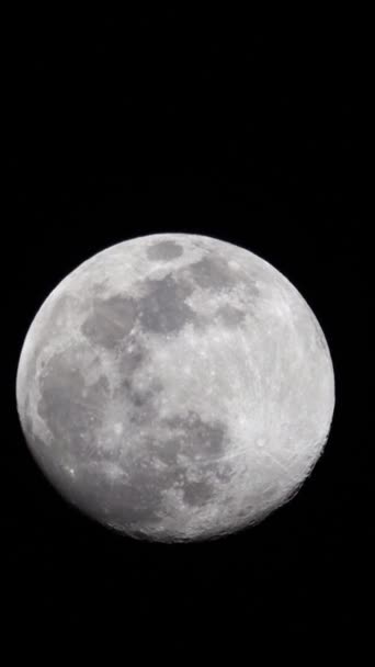 Imagen Detallada Luna Llena Luna Llena Contra Cielo Negro Nocturno — Vídeo de stock