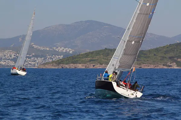 Bodrum Türkei März 2019 Segelboote Segeln Bei Windigem Wetter Den — Stockfoto