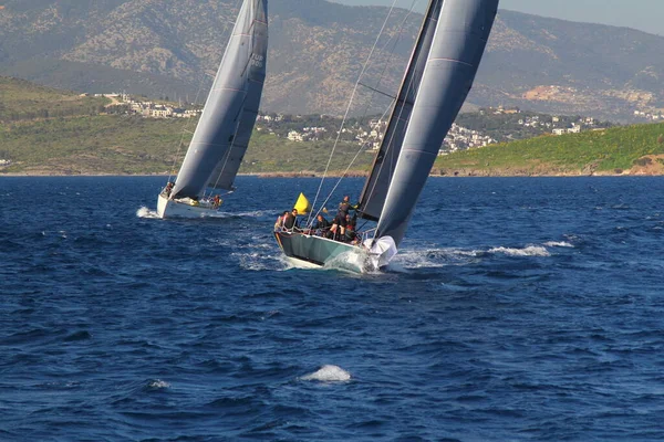 Bodrum Türkei März 2019 Segelboote Segeln Bei Windigem Wetter Den — Stockfoto