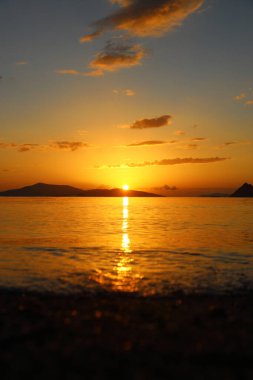 Deniz kenti Turgutreis ve muhteşem gün batımları. Bodrum, Türkiye.