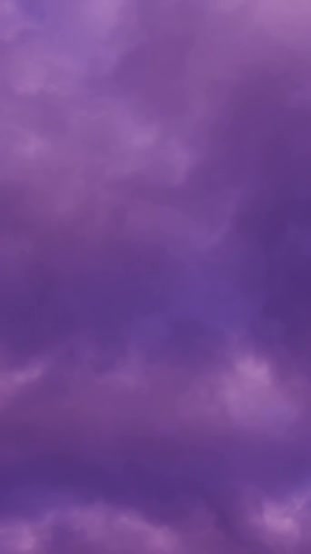 天空中的紫色云彩 绚丽多彩的时间消逝了壮观的天空壮观的日落或日出景观 社交媒体的垂直视频 — 图库视频影像