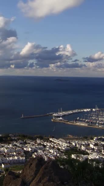 Seaside Cidade Turgutreis Pôr Sol Espetacular Vista Aérea Ilhas Mar — Vídeo de Stock