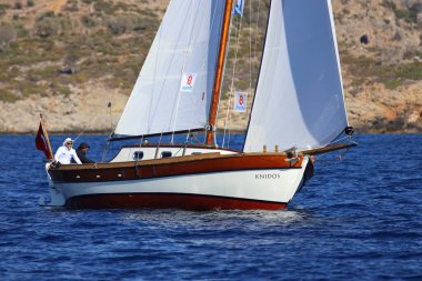 Bodrum, Türkiye, 23 Ekim 2024: Bodrum Yelkenli Kupası, Gulet Tahta Yelkenli ve yelkenli yarışı.