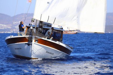 Bodrum, Türkiye, 23 Ekim 2024: Bodrum Yelkenli Kupası, Gulet Tahta Yelkenli ve yelkenli yarışı.