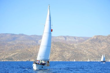 Bodrum, Türkiye, 23 Ekim 2024: Bodrum Yelkenli Kupası, Gulet Tahta Yelkenli ve yelkenli yarışı.
