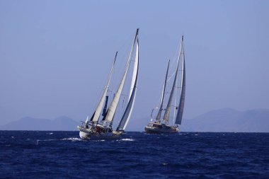 Bodrum, Türkiye, 23 Ekim 2024: Bodrum Yelkenli Kupası, Gulet Tahta Yelkenli ve yelkenli yarışı.