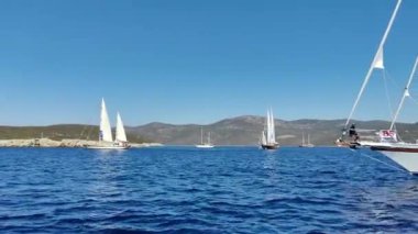 Bodrum, Türkiye, 24 Ekim 2024: Bodrum Yelkenli Kupası, Gulet Tahta Yelkenli ve yelkenli yarışı.