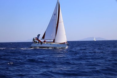 Bodrum, Türkiye, 22 Ekim 2024: Bodrum Yelkenli Kupası, Gulet Tahta Yelkenli ve yelkenli yarışı.