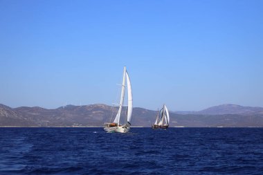 Bodrum, Türkiye, 22 Ekim 2024: Bodrum Yelkenli Kupası, Gulet Tahta Yelkenli ve yelkenli yarışı.