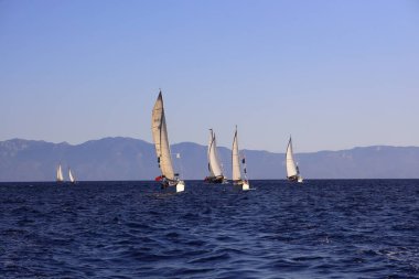 Bodrum, Türkiye, 22 Ekim 2024: Bodrum Yelkenli Kupası, Gulet Tahta Yelkenli ve yelkenli yarışı.