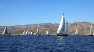 Bodrum, Türkiye, 24 Ekim 2024: Bodrum Yelkenli Kupası, Gulet Tahta Yelkenli ve yelkenli yarışı.