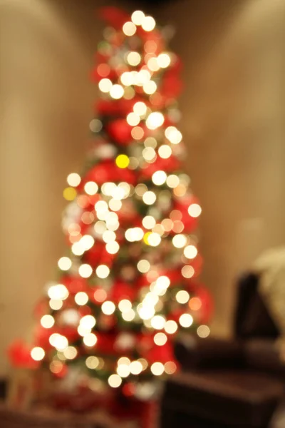 Karácsonyfa Bokeh Homályos Ünnepi Fények Stock Fotó