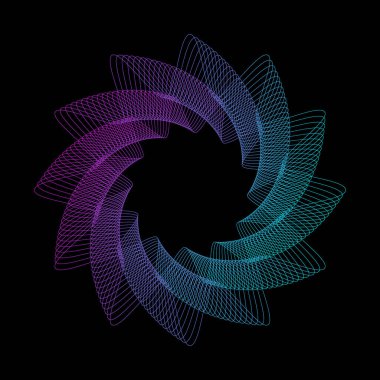 Siyah arkaplan üzerindeki Spirograph soyut ögesi.