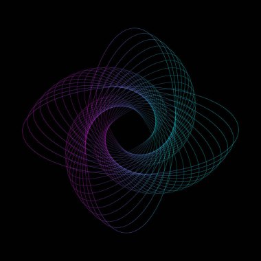 Siyah arkaplan üzerindeki Spirograph soyut ögesi