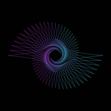 Siyah arkaplan üzerindeki Spirograph soyut ögesi