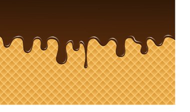 Kalın çikolata şeritli bir waffle arka planı iştah açıcı ve lezzetli bir etki yaratıyor. Tatlı ya da tatlı reklamı için ideal.