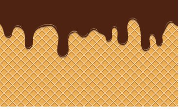 Kalın çikolata şeritli bir waffle arka planı iştah açıcı ve lezzetli bir etki yaratıyor. Tatlı ya da tatlı reklamı için ideal.