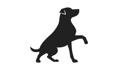 Köpek logosunun siyah silueti. Sadakati, gücü ve korumayı simgeler.