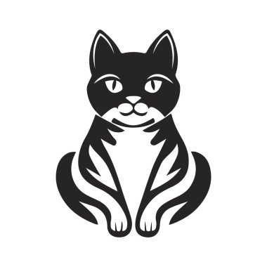 Minimalist kedi logosu. Pürüzsüz çizgileri olan parlak bir siluet. Zarafet, bağımsızlık ve gizemin sembolü. Markalaşma ve tasarım için uygun. Kedi logosu, kara kedi, kedi silueti, kedi amblemi.