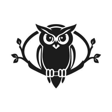 Baykuş logosu. Keskin bakışlar, karmaşık detaylar, bilgeliğin, gizemin ve zekanın sembolü, baykuş logosu, kabile baykuşu, vektör baykuş, baykuş amblemi, baykuş tasarımı