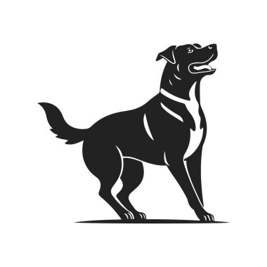 Köpek logosu. Köpek simgesi şablonu. Ayrıntılı görüntü. Hayvan amblemi, köpek resmi, köpek portresi, bekçi köpeği.