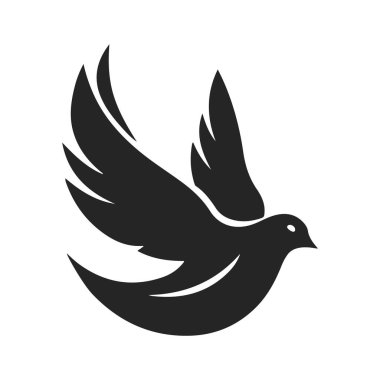 Güvercin logosu. Kuş simgesi şablonu. Barışın, özgürlüğün ve umudun sembolü. Kuş logosu, uçan güvercin, barış güvercini, vektör güvercin