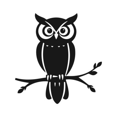 Baykuş logosu. Kuş simgesi şablonu. Ayrıntılı şablon, katı bakış, bilgeliğin sembolü, zeka, koruma, markalaşma ve tasarım için uygun. Kabile baykuşu, vektör baykuş, baykuş amblemi