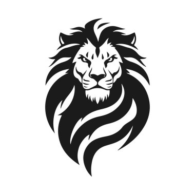 Detaylı yeleli aslan logosu. Hayvan ikonu şablonu. Gücün, gücün ve liderliğin sembolü. Moda tasarımı markalaşma, logo ve ürün tasarımı için mükemmeldir. Vahşi hayvan, kral aslan, vahşi yırtıcı.