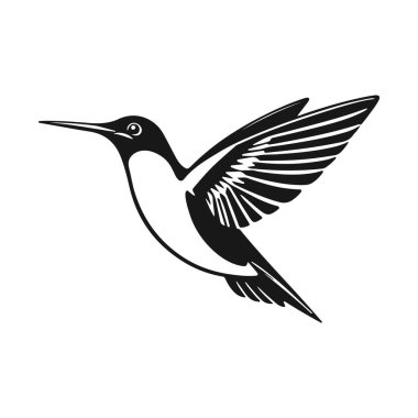 Sinekkuşu logosu, kuş simgesi. Uçan sinekkuşu, vektör kuş, doğa amblemi