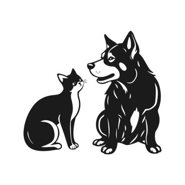 Kedi ve köpek. Evcil hayvanların temsili, evcil hayvanlar için amblem