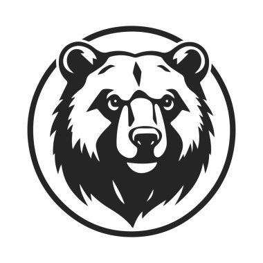 Ayı kafası logosu. Hayvan ikonu şablonu, vektör ayı, kabile ayısı, ayı amblemi, kükreyen ayı.