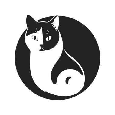 Modern tarzda kedi logosu. Kedi yüzü, kedi kafası, hayvan amblemi, evcil kedi tasarımı.