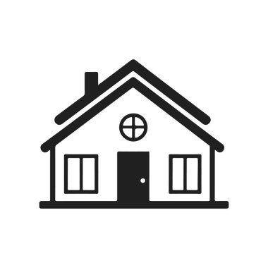 Basit ev simgesi, siyah ev silueti, minimalist yapı vektörü, emlak sembolü