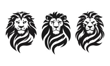 Aslan logosu hazır. Hayvan simgesi şablonu. Gücün, gücün ve liderliğin sembolü. Moda tasarımı markalaşma, logo ve ürün tasarımı için mükemmeldir. Vahşi hayvan, aslan kral, yırtıcı hayvan.