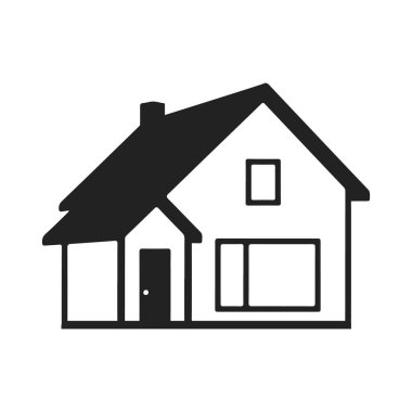 Basit ev simgesi, siyah ev silueti, minimalist yapı vektörü, emlak sembolü