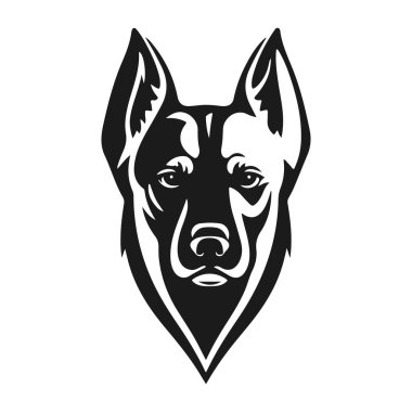 Köpek yüzü ikonu, hayvan kafası logosu, çizgi film köpek portresi, köpek yüz tasarımı, köpek vektör çizimi