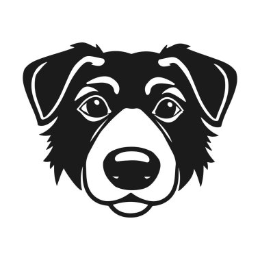 Köpek yüzü ikonu, hayvan kafası logosu, çizgi film köpek portresi, köpek yüz tasarımı, köpek vektör çizimi