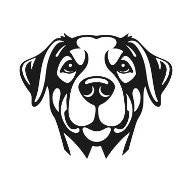 Köpek yüzü ikonu, hayvan kafası logosu, çizgi film köpek portresi, köpek yüz tasarımı, köpek vektör çizimi