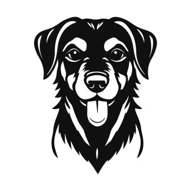 Köpek yüzü ikonu, hayvan kafası logosu, çizgi film köpek portresi, köpek yüz tasarımı, köpek vektör çizimi