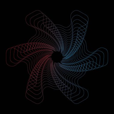 Siyah arkaplan üzerindeki Spirograph soyut ögesi