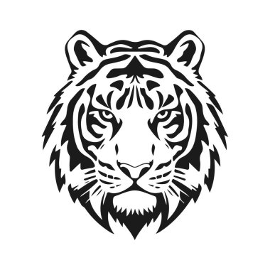 Kaplan başlı vektör, vahşi hayvan yüzü, kabile kaplanı tasarımı, orman yırtıcısı sanatı, kedi amblemi simgesi