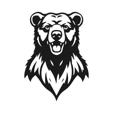 Ayı kafası, vahşi hayvan amblemi, vahşi ayı yüzü, orman hayvanı ikonu, vektör illüstrasyonu