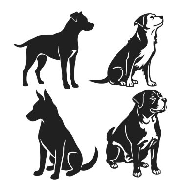 Köpek vektör çizimleri. hayvan amblemi, köpek resmi, köpek portresi, bekçi köpeği.