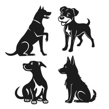 Köpek vektör çizimleri. hayvan amblemi, köpek resmi, köpek portresi, bekçi köpeği.