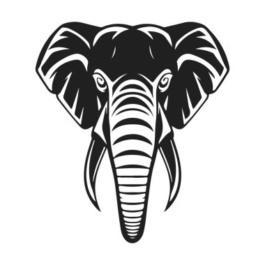 Fil kafası silueti, izole vektör çizimi, vahşi hayvan grafik tasarımı