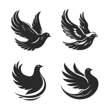 Güvercin Logosu Koleksiyonu. Dünya Kuş Silueti Simgeleri, güvercin logosu, barış kuşu, uçan güvercin, kuş silueti, hayırseverlik sembolü