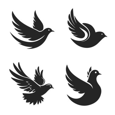 Güvercin Logosu Koleksiyonu. Dünya Kuş Silueti Simgeleri, güvercin logosu, barış kuşu, uçan güvercin, kuş silueti, hayırseverlik sembolü
